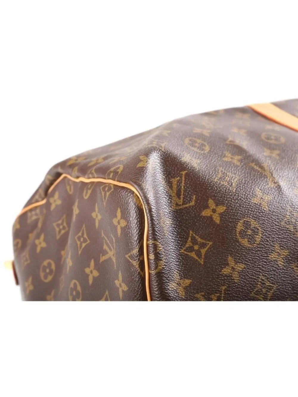 Louis Vuitton Monogram Keepall 55 Boston Bag Brown Leather